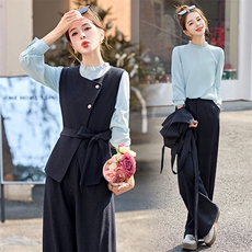 轻熟风气质通勤马甲套装女2025春季新款长袖衬衫显瘦阔腿裤三件套,女装套装/套裙,艾瑞儿, 轻熟风气质通勤马甲套装女2025春季新款长袖衬衫显瘦阔腿裤三件套,女装套装/套裙,艾瑞儿,