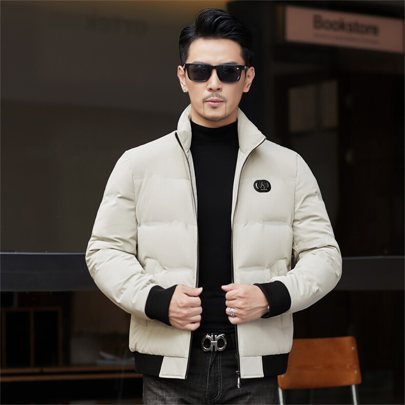 冬季白鸭绒加厚羽绒服短款中青年休闲立领保暖防寒潮服外套男装,男装羽绒服,钱塘6003（原4033）
