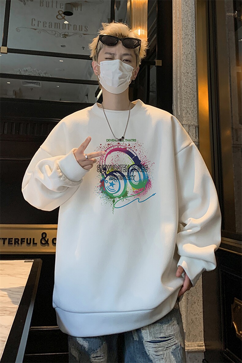 华夫格！华夫格上衣男圆领华夫格卫衣男大码长袖t恤男HY243-特P23,男装T恤,电商B367