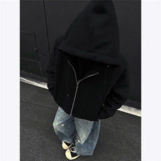 设计感冬季连帽呢料外套男士潮流美式加厚呢大衣宽松棉衣P135，男装棉衣，电商C306-1