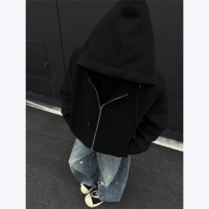 设计感冬季连帽呢料外套男士潮流美式加厚呢大衣宽松棉衣 P135图片