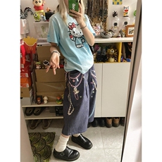 【有货】N1241CC-特P53美式3D链条彩色印花七分牛仔短裤男女，男装牛仔裤，星座1007（原301D）