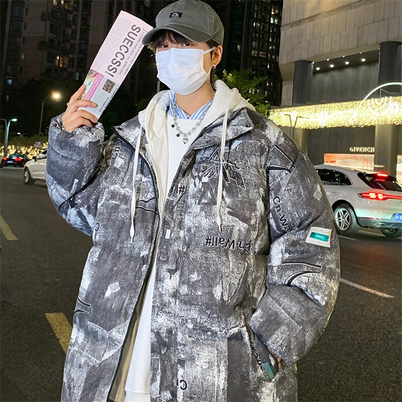 男冬季新款保暖棉衣潮流加厚大码假两件连帽棉服外套33231P115图片