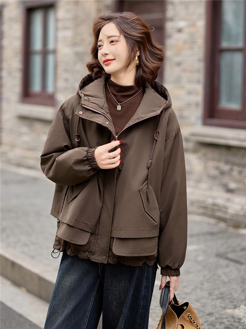 2025冬季女装新款大量现货时尚休闲连帽加棉派克服棉服,女装派克服,魅衣本色