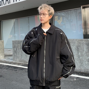 JK8806-P75美式秋潮牌设计感拉链夹克图片