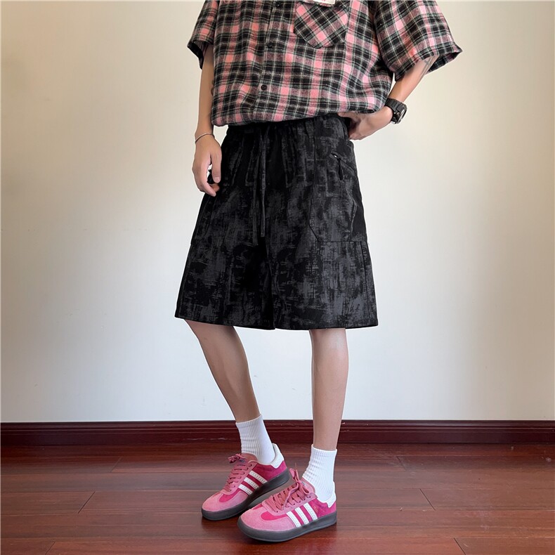 抖音品质夏季新款潮流扎染工装宽松短裤B315-K25785-特p30控58,男装休闲裤,电商B315