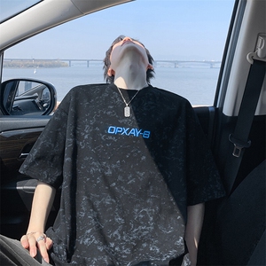 万针刺绣工艺得物抖音240克重磅宽松纯棉美式做旧扎染短袖T恤图片