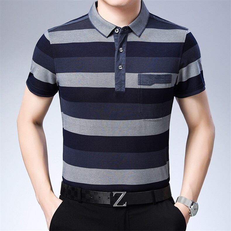 百搭时尚polo男士短袖上衣条纹夏季宽松中年潮流T恤HM2229-P60,男装Polo衫,星座1105-3
