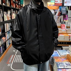 秋款男皮衣立领夹克衫工装织带休闲皮外套JK9286P75，男装夹克，星座1013-1