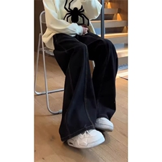 1506-1/KG1231/P46黑色弯刀牛仔裤男生潮牌新款宽松直筒阔腿高街，男装牛仔裤，星座1506-1