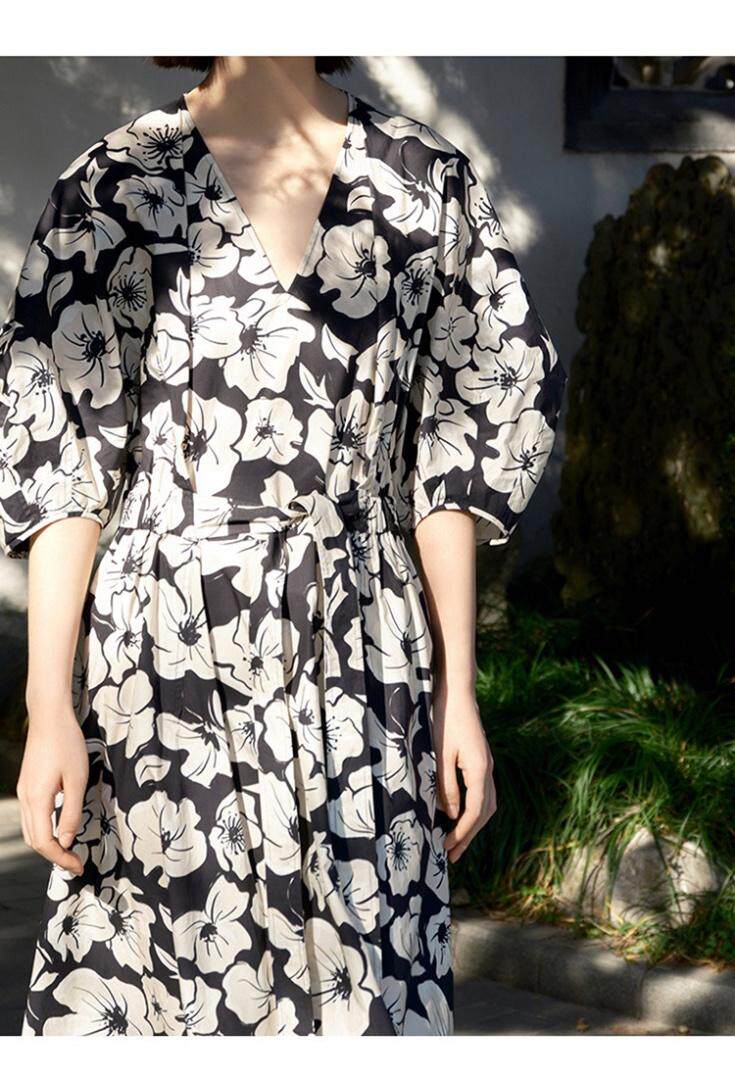 现货高品质大花连衣裙品牌，女装连衣裙，伊奈秀E∩ΛXU(5F)