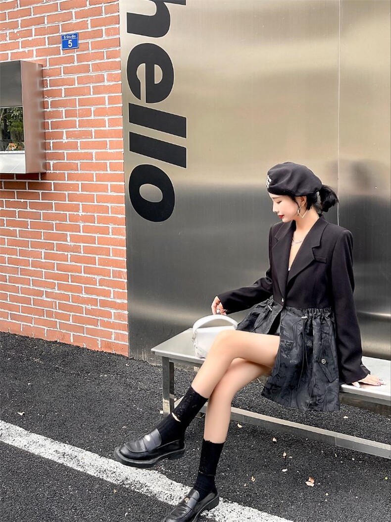 时尚绣花美人头拼接西装，女装西装，Balance Studio