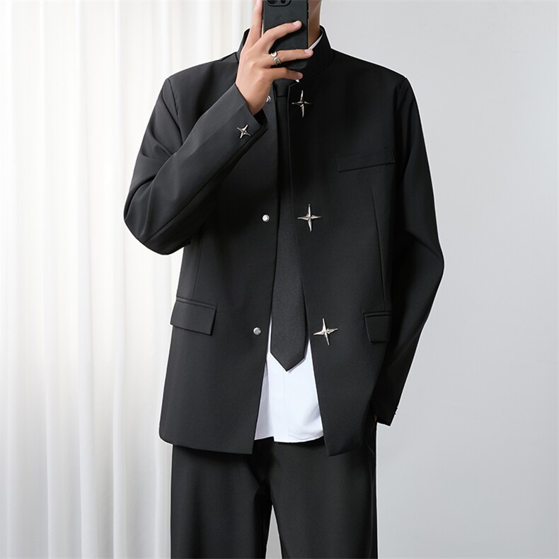 1506A/GW610/P62新中式黑色廓形西服夹克男小众宽松西装外套,男装夹克,星座1506A