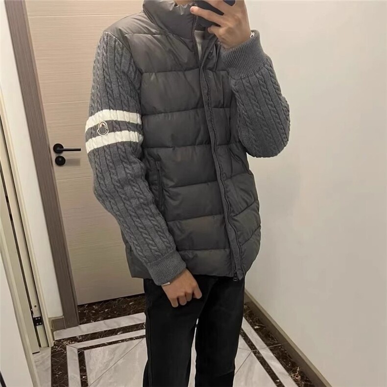AA2008 P90棉服男针织拼接立领加厚保暖棉衣图片