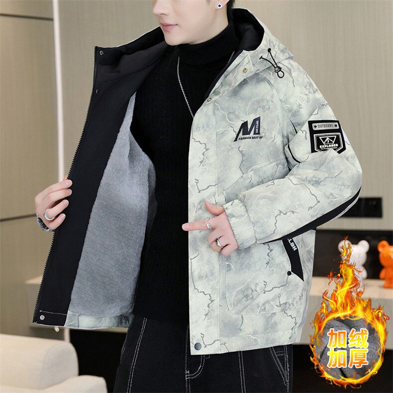 加绒加厚连帽夹克男秋冬时尚潮流加厚棉衣男外套MY651-P88,男装夹克,星座310B-3