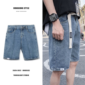 夏季港风ins牛仔短裤男宽松五分裤复古休闲马裤潮牌中裤D507-p30图片