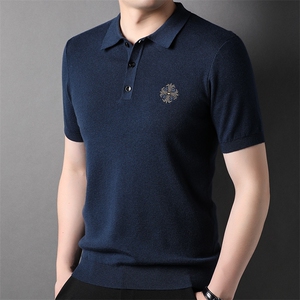 F81520钱塘2020-1夏季薄款男士翻领短袖T恤时尚休闲针织上衣P82图片