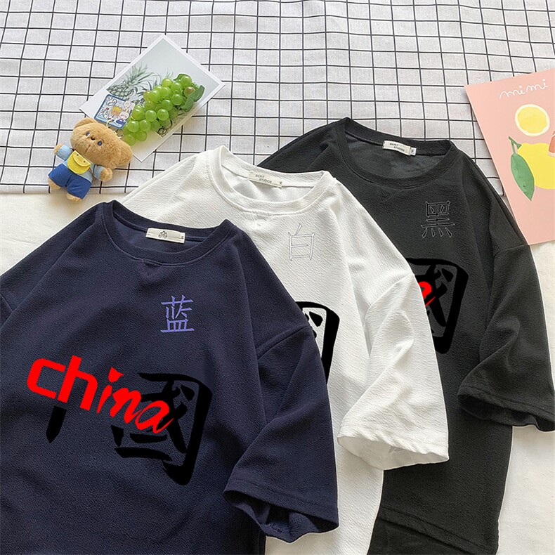Q11189-P30春夏季七分袖t恤男大码五分袖男短袖中袖小清新,男装T恤,电商A040
