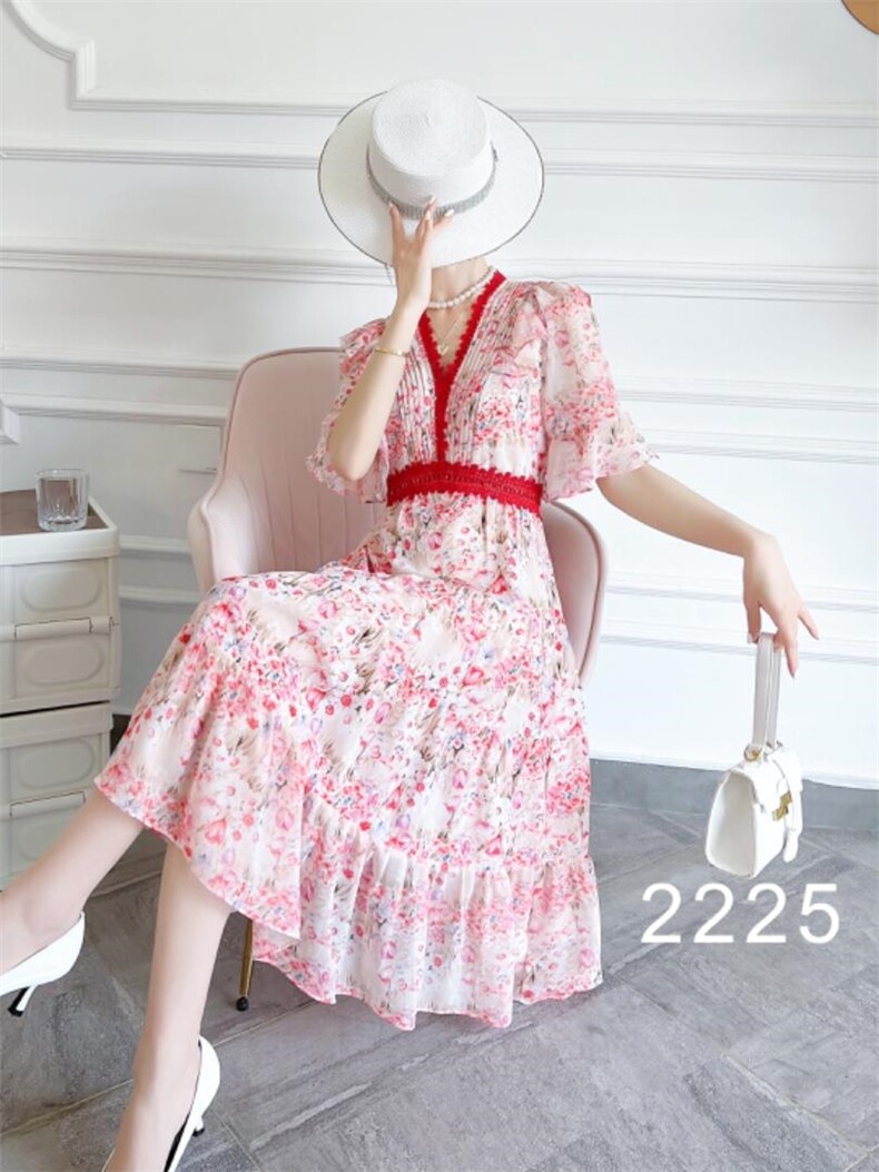 【现货】2022夏季新款韩版碎花雪纺连衣裙，女装连衣裙，珍·洛曼