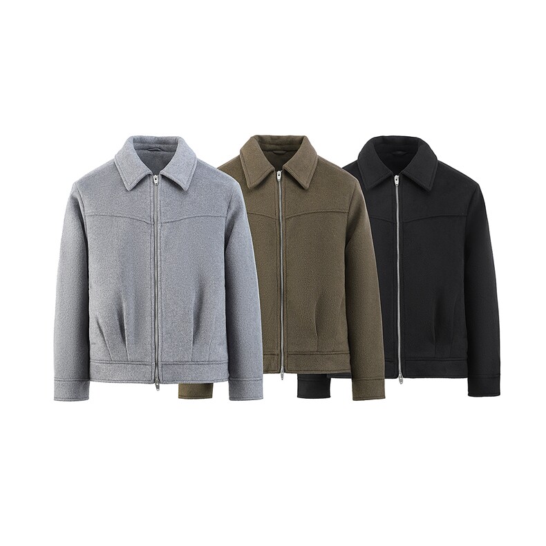 白底图毛呢夹克外套秋冬短款呢子大衣宽松妮子风A236-JK606-P145，男装毛呢大衣，电商A236