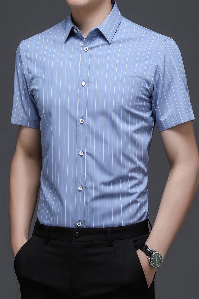 AD22108钱塘2020-3夏季男士商务休闲精品短袖条纹衬衣P60,男装衬衫,钱塘207-3