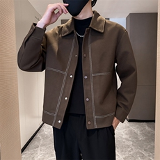 社会小伙高端呢子拼色宽松韩版外套大衣夹克男A236-JK8020-P130，男装夹克，电商A236