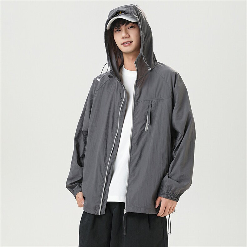 夏季中性风高品质50D尼龙皱时尚纯色防晒衣DSA157B-F7730-P55,男装防晒衣,电商A157B