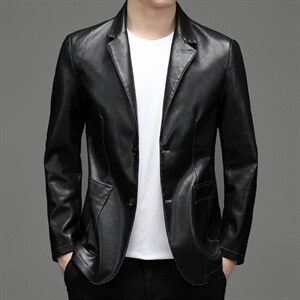 BH1819钱塘2020-2秋冬季新款厚款中年男士休闲百搭西服皮衣P135图片