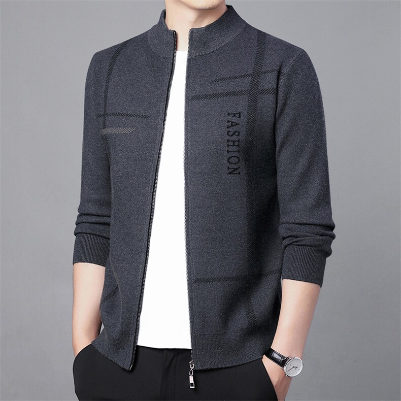 CM6109钱塘2020-2中年男士冬季后时尚休闲厚款拉链毛衣P92,男装针织衫/毛衣,钱塘207-2