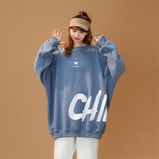 中性22秋季港风潮流印花宽松情侣休闲套头圆领卫衣W146P30控48，男装卫衣，A247A