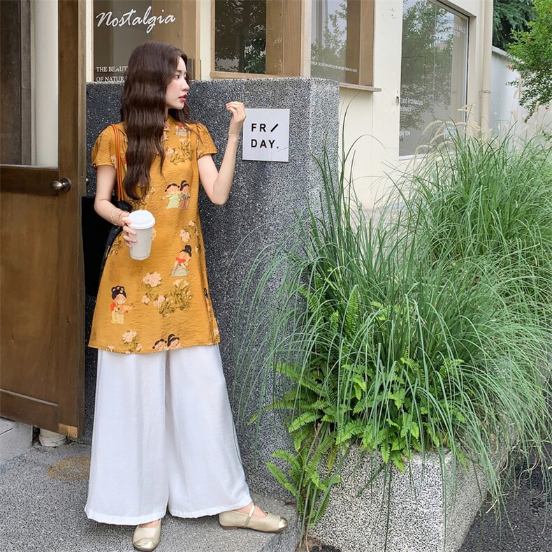 新中式国风阔腿裤套装女夏2025新款又酷又飒穿搭两件套超好看绝美,女装套装/套裙,2C211