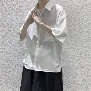 518夏季短袖衬衫男痞帅潮流冷淡风中性衬衣CS2006图片