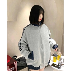 抖音得物高品质26春装美式高街重磅结构拼接织带立领卫衣外套CM42，女装短外套，电商A486-1