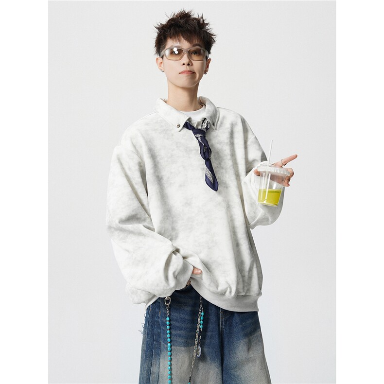 现货WY10170-特P48加绒P58设计感可拆卸丝巾百搭大码卫衣小众,男装卫衣,电商A059