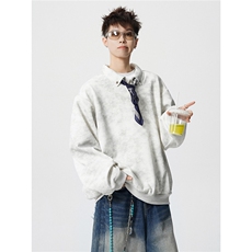 现货WY10170-特P48加绒P58设计感可拆卸丝巾百搭大码卫衣小众，男装卫衣，电商A059
