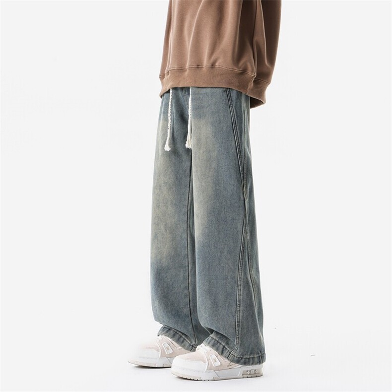 8XL-M美拉德阔腿格子裤宽松休闲长裤大码美式复古直筒裤KZ1932P55，男装牛仔裤，电商B238