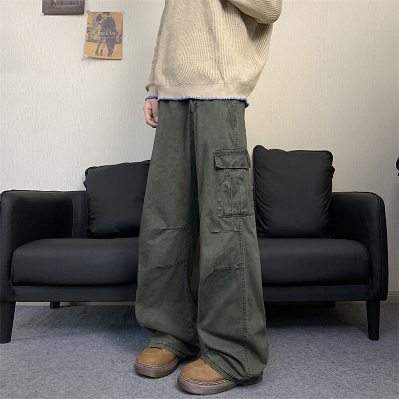美式复古cleanfit牛仔工装裤男宽松直筒阔腿垂感休闲裤C11277-p58,男装休闲裤,星座1008