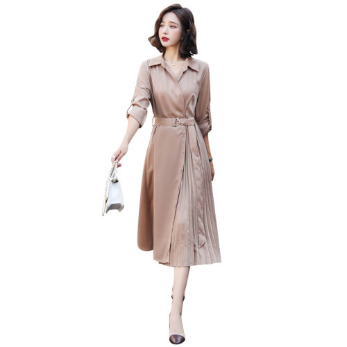 高级感品牌长袖连衣裙女装新款女神范气质赫本风衬衫长裙时尚春秋,女装连衣裙,素月