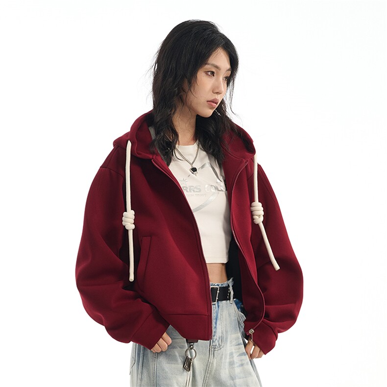 华棉450克W9871-特P72连帽开衫卫衣男女同款高街开衫卫衣短款帽衫,男装卫衣,电商D310B