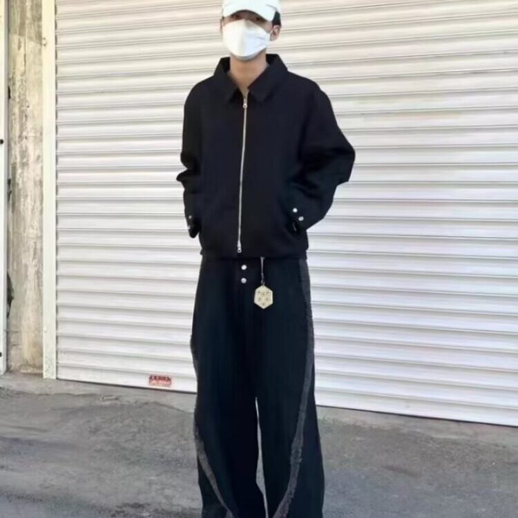 网络图现货美式潮牌底特律设计感双拉链小牛津工装夹克JY138-P48,男装夹克,星座715-7