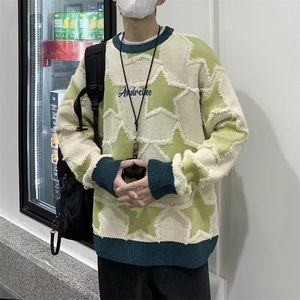 日系原宿慵懒风星星设计感男针织衫毛衣情侣装时尚高级M5525-P50图片