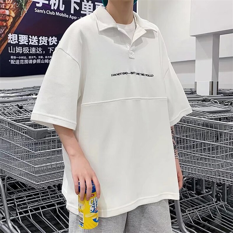日系新款潮宽松型潮流夏季男POLO衫百搭短袖原宿潮PT05-P36,男装T恤,星座1109-3