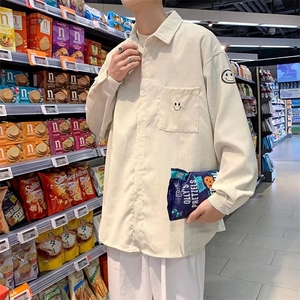 长袖衬衫男秋季ins潮港风灯芯绒痞帅休闲纯色衬衣外套 CS69-P38图片