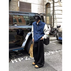 2025新款灰色休闲裤简约直筒卫裤宽松阔腿男裤百搭显瘦长裤子男潮，男装休闲裤，星座506A