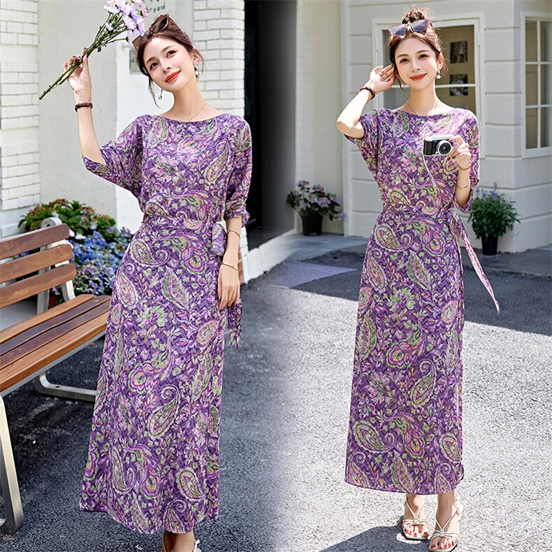 欧货款2026年夏季新款超好看气质印花裙子女修身显瘦a字连衣裙，女装连衣裙，美沁