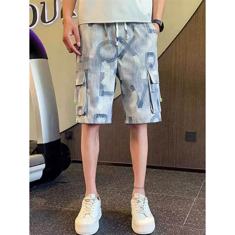 工装短裤男夏季新款潮牌宽松中裤子休闲五分裤痞帅运动健身大裤衩,男装牛仔裤,星座613