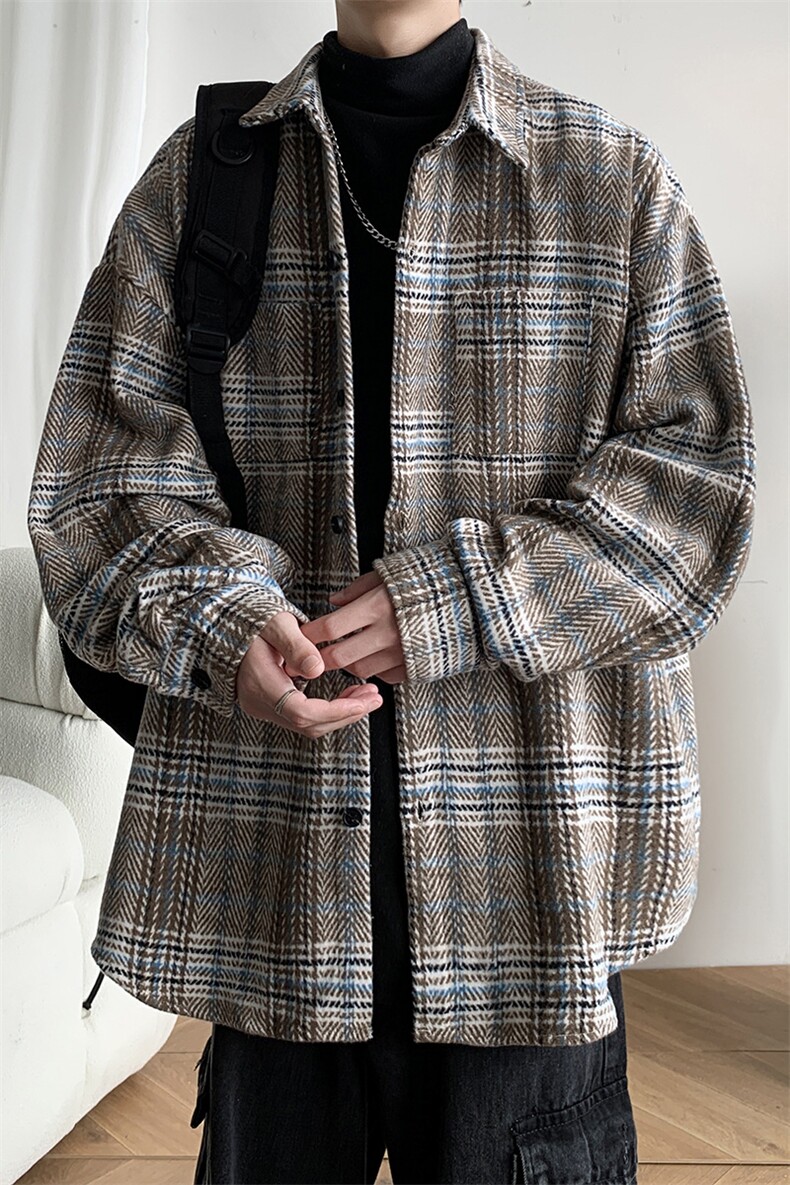 ~新款男士毛呢衬衫长袖宽松格子衬衣休闲夹克外套225-2-cs710-P58,男装夹克,星座225-2