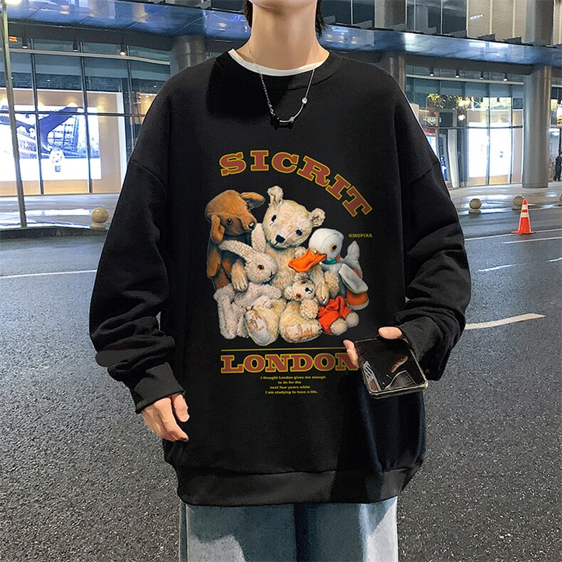 S6216-P28加绒款-P33秋季圆领卫衣男大码韩版宽松长袖外套,男装卫衣,电商A040