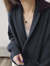 欧货高端加厚开衫女山羊绒衫秋冬宽松慵懒西装领羊毛针织毛衣外套，女装羊毛衫，恩泰羊绒