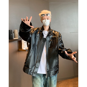 F401 P85男生秋装新中式潮牛仔外套男复古宽松水洗做图片